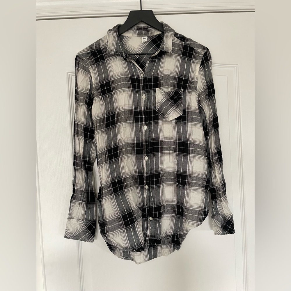 BP - Black and White Plaid Button Down Shirt - Size XS